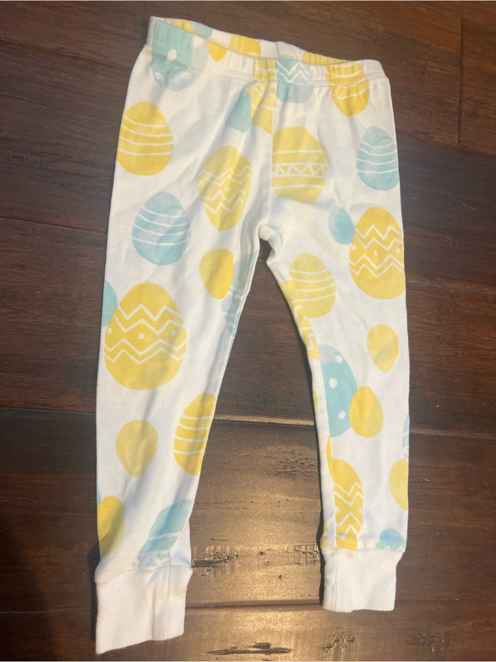 Carter's White Pajama Pants with Yellow & Light Blue Egg Pattern